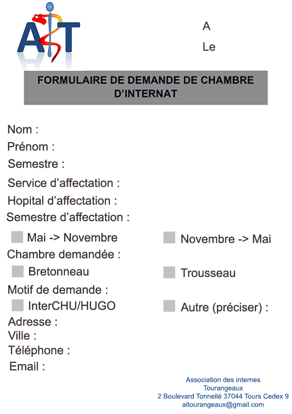 Formulaire logement internant